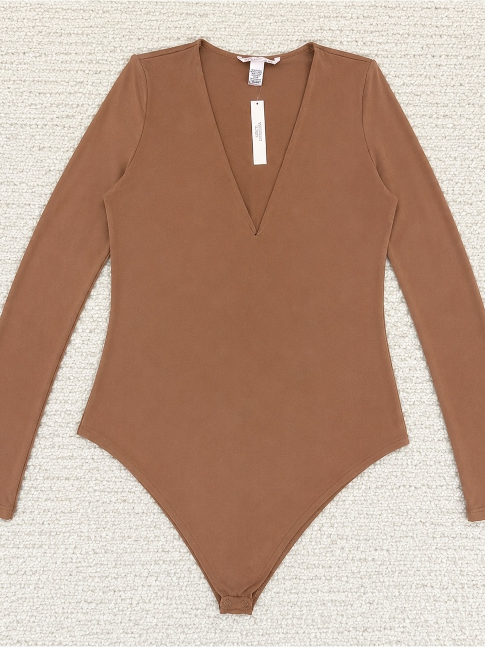 Victoria's Secret Camel Brown Long Sleeve Bodysuit